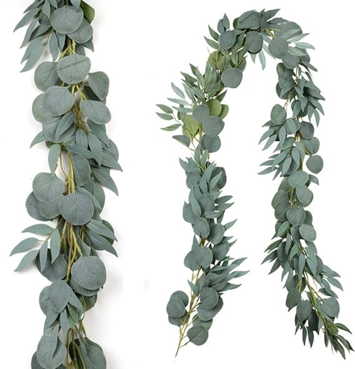 Artificial Eucalyptus Garland with Willow Leaves Fake Greenery Vine Wedding Table Decoration Silver Dollar Runner